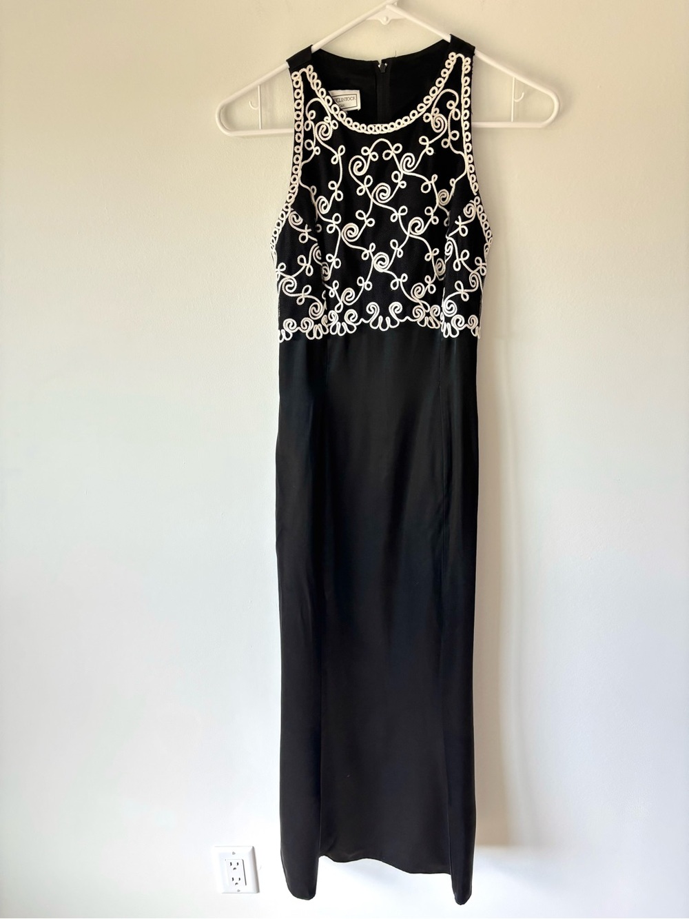 Vintage 1990s Jessica McClintock Gunne Sax Black Satin Formal Evening Gown